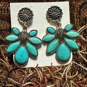 Western/Boho Turquoise Flower Earrings